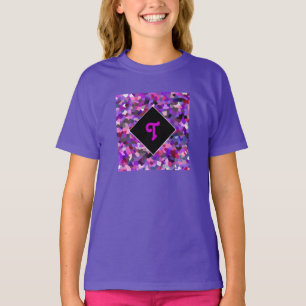 Personalized Monogram Initial Confetti Purple T-Shirt