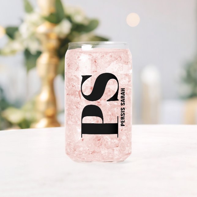 Personalized Monogram Initial Custom Name Can Glass (Insitu (Wedding))