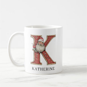 Personalized Monogram Initial K Christmas Santa  Coffee Mug