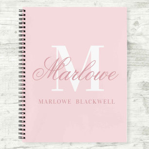 Personalized Monogram Initial Letter Blush Pink Notebook