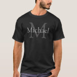 Personalized Monogram Initial Letter Name Template T-Shirt<br><div class="desc">Personalized Monogram Initial Letter Name Template Elegant Trendy Black Basic Dark T-Shirt.</div>