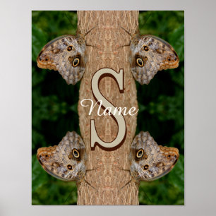Personalized Monogram Initial Name Butterfly Art Poster