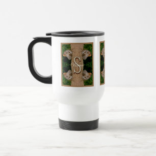 Personalized Monogram Initial Name Butterfly Art Travel Mug