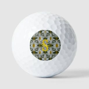 Personalized Monogram Initial Name Daisy Art Golf Balls