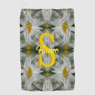 Personalized Monogram Initial Name Daisy Art Golf Towel