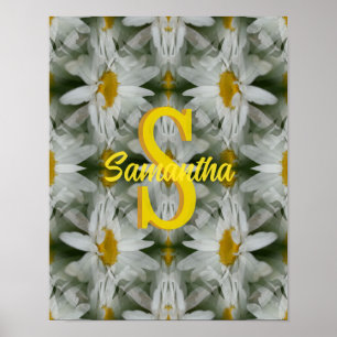 Personalized Monogram Initial Name Daisy Art Poster