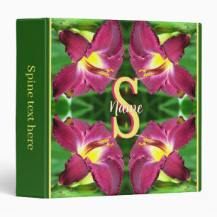 Personalized Monogram Initial Name Daylily Art Binder