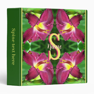 Personalized Monogram Initial Name Daylily Art Binder