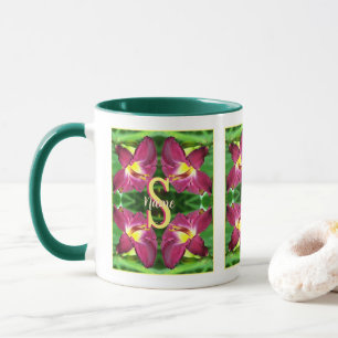 Personalized Monogram Initial Name Daylily Art Mug