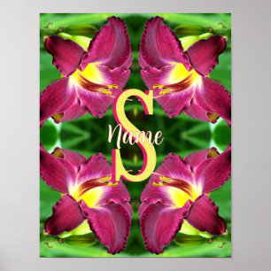 Personalized Monogram Initial Name Daylily Art Poster