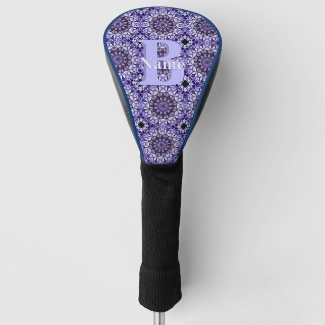 Personalized Monogram Initial Name Floral Art Golf Head Cover (Front)