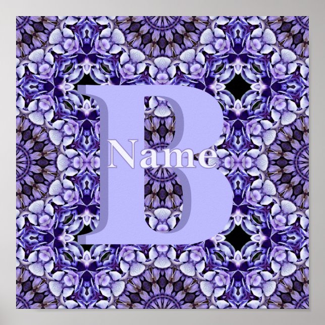 Personalized Monogram Initial Name Floral Art Poster (Front)