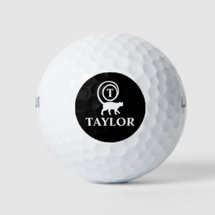 Personalized Monogram Initial Name Kitty Cat Lover Golf Balls