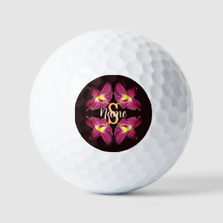 Personalized Monogram Initial Name Lily Art Golf Balls
