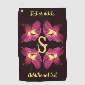 Personalized Monogram Initial Name Lily Art Golf Towel
