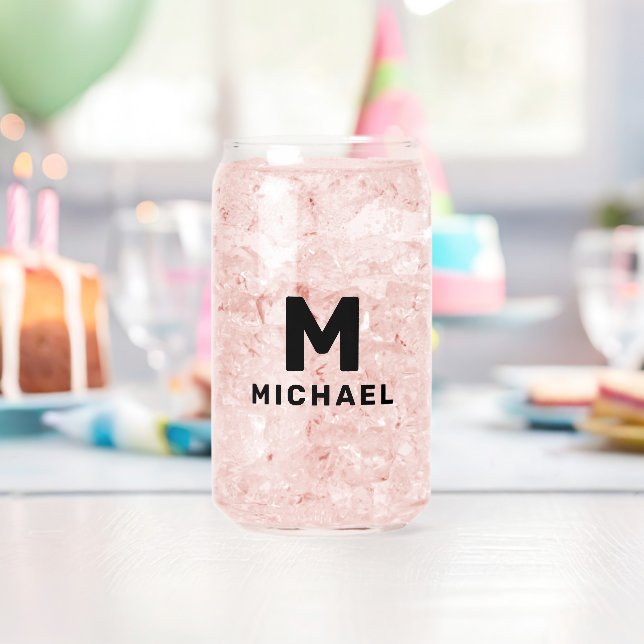 Personalized Monogram Initial & Name Modern Can Glass (Insitu (Birthday))