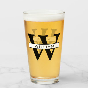 personalized monogram initial & name simple glass