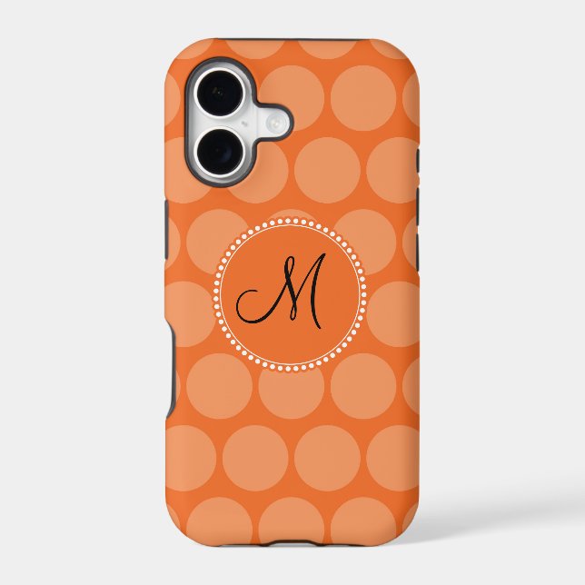 Personalized Monogram Initial Orange Polka Dots (Back)