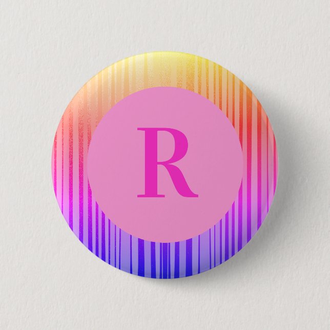 Personalized Monogram Initial Pink Ombre 2 Inch Round Button (Front)