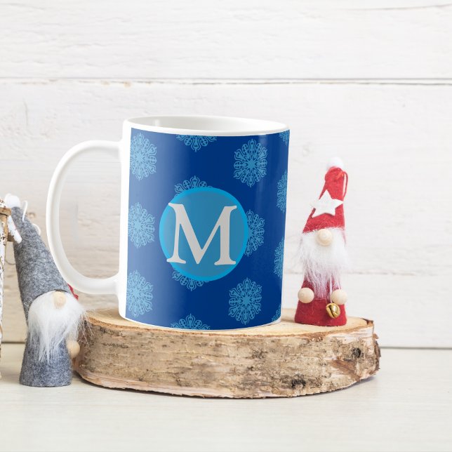 Personalized Monogram Initial Snowflake Coffee Mug (Creator Uploaded)