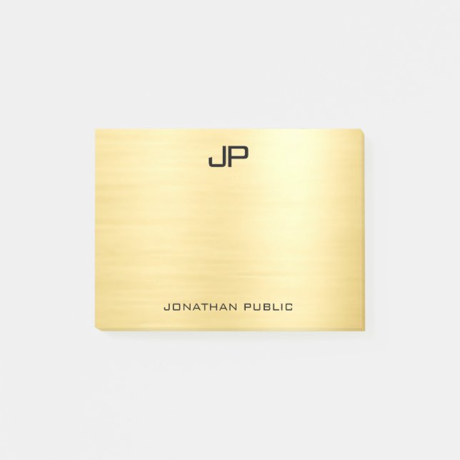 Personalized Monogram Initial Template Gold Look Post-it Notes (Front)