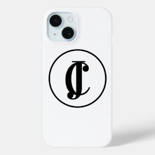 Personalized Monogram Initials Black and White iPhone 15 Case