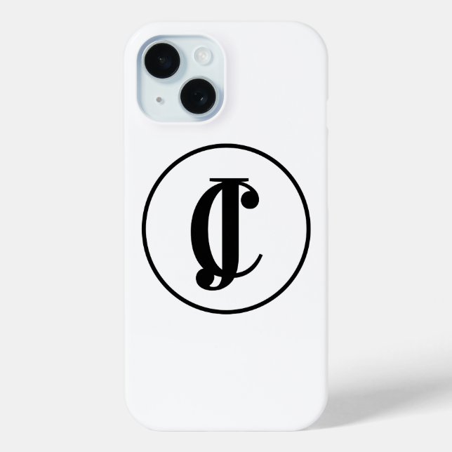 Personalized Monogram Initials Black and White Case-Mate iPhone Case (Back)