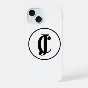Personalized Monogram Initials Black and White iPhone 15 Case