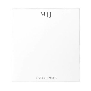 Personalized Monogram Initials Black Typography Notepad