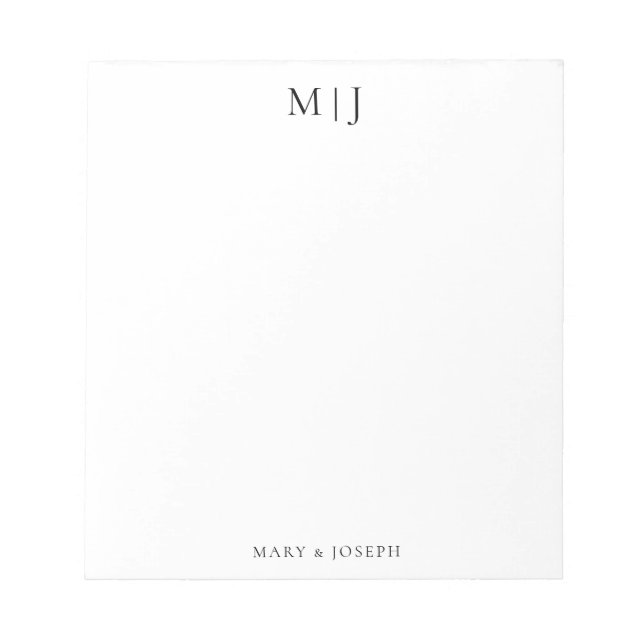 Personalized Monogram Initials Black Typography  Notepad (Front)