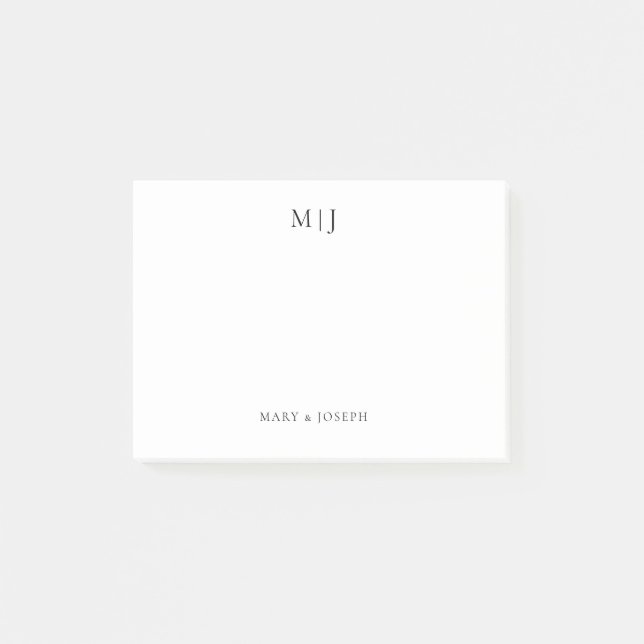 Personalized Monogram Initials Black Typography  Post-it Notes (Front)