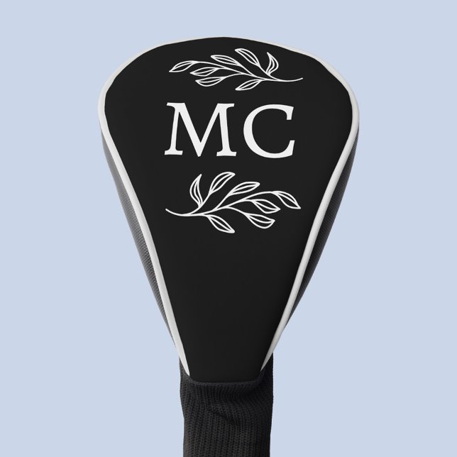 Personalized Monogram Initials Botanical Leaf Golf Head Cover (Personalized monogram initial botanical leaf art minimalist golf head cover)