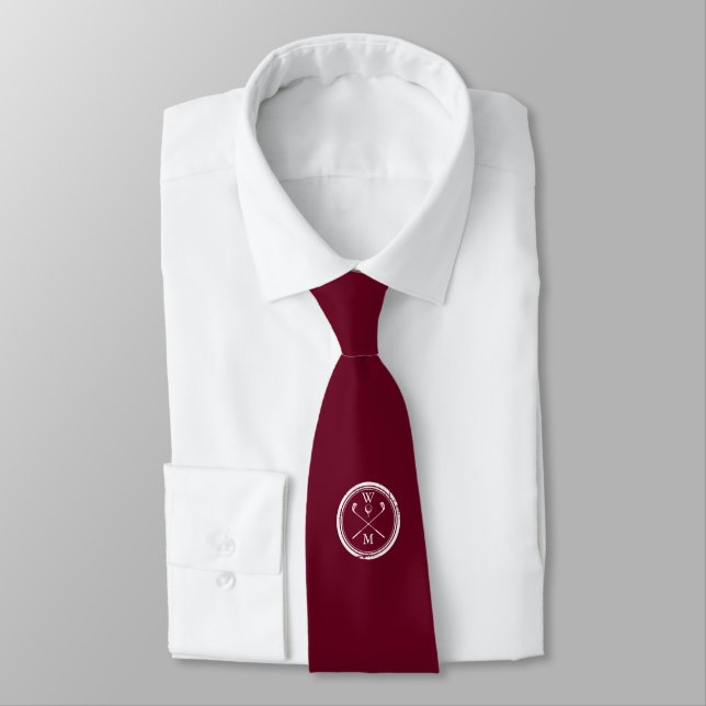 Personalized Monogram Initials Burgundy Red Golf Tie (Tied)