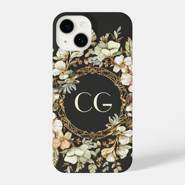 Personalized Monogram initials, floral phone case (Back)