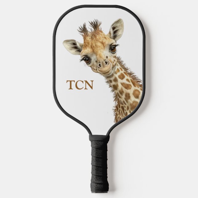 Personalized Monogram Initials Giraffe  Pickleball Paddle (Front)