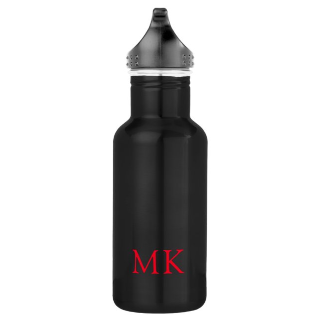 Personalized Monogram Initials Modern Red Black 532 Ml Water Bottle (Right)