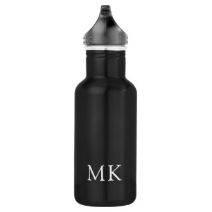 Personalized Monogram Initials Modern White Black 532 Ml Water Bottle
