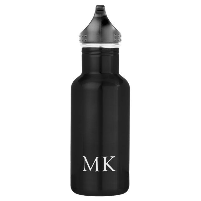Personalized Monogram Initials Modern White Black 532 Ml Water Bottle (Right)