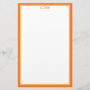 Personalized Monogram Initials Orange Border Stationery