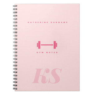 Personalized Monogram Initials Pink Gym Notebook
