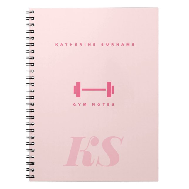 Personalized Monogram Initials Pink Gym Notebook (Front)