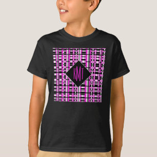 Personalized Monogram Initials Pink Plaid T-Shirt