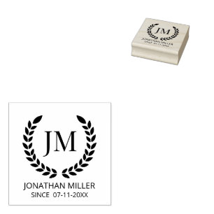 Personalized Monogram initials Rubber Stamp