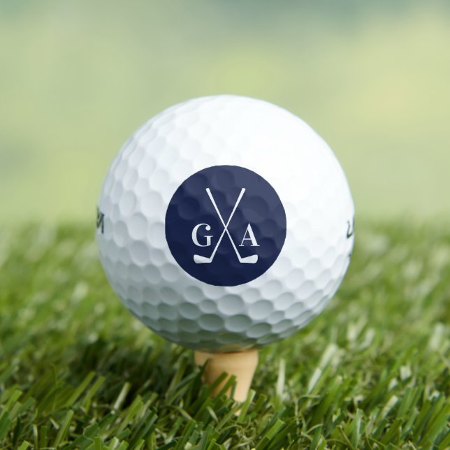 Personalized Monogram initials with Crossed Clubs Golf Balls (Insitu Tee)