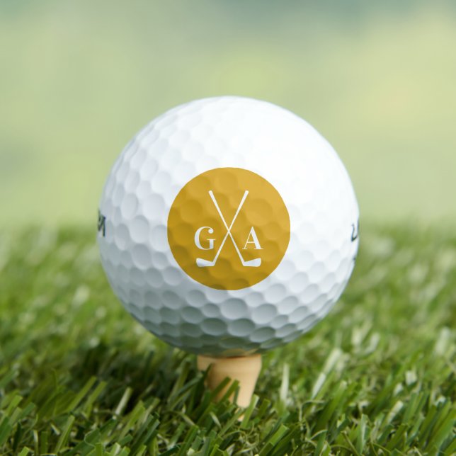 Personalized Monogram initials with Crossed Clubs Golf Balls (Insitu Tee)