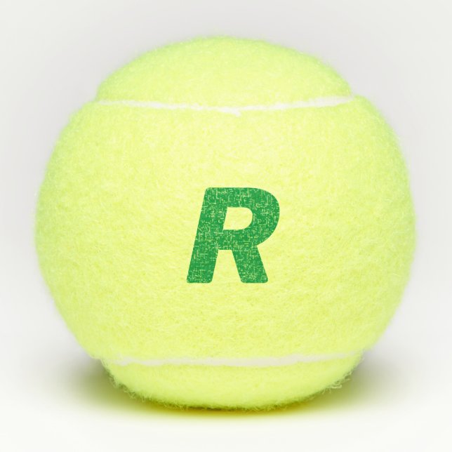 Personalized Monogram Initials Yellow Green Custom Tennis Balls (Front)