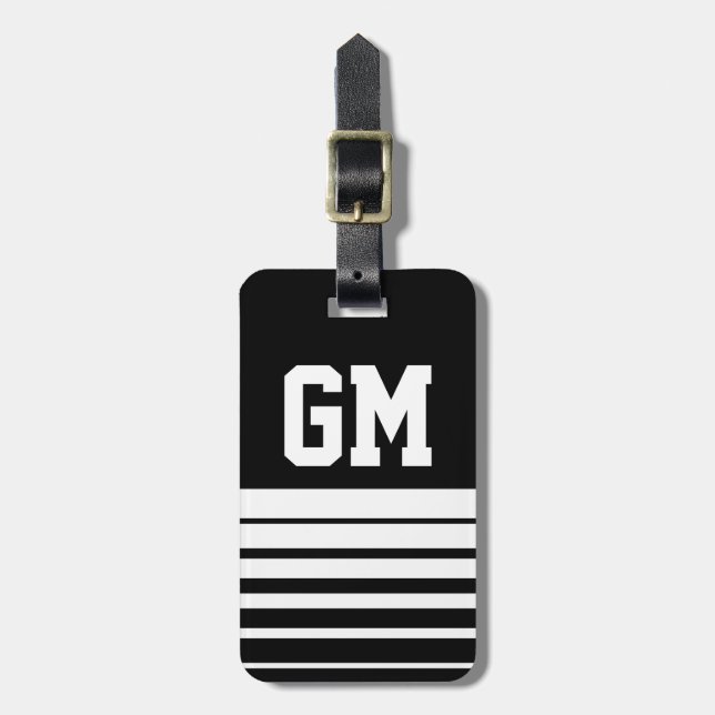 Personalized monogram intitial luggage tag for men (Front Vertical)