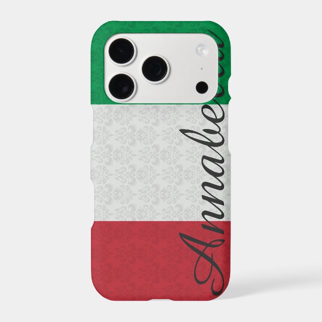 Personalized Monogram Italian Flag Damask Pattern (Back)