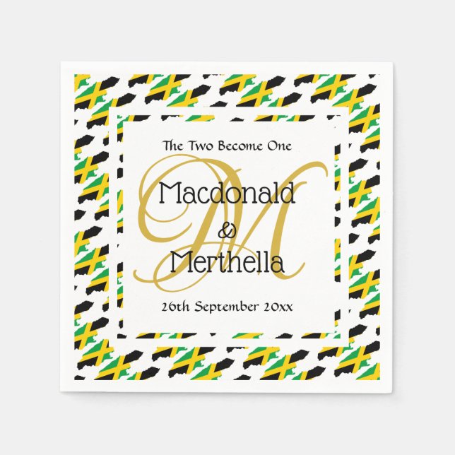 Personalized Monogram Jamaica Flag Napkin (Front)
