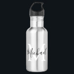Personalized Monogram Kids Back To School  532 Ml Water Bottle<br><div class="desc">Send your kids back to school in style, with these stylish monogram water bottles. Perfect for trips to the park, beach, sports, and picnics. The bottle features your childs initial and name, all font styles, size and colour of text can be changed by clicking on the customize further link after...</div>